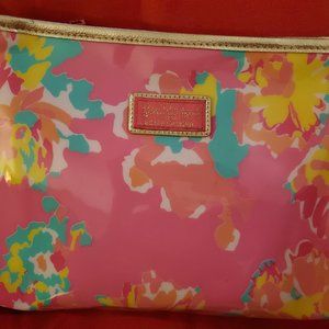 Lilly Pulitizer Pink Plastic Floral Makeup Bag